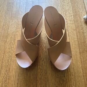 Casadei Tan Leather Crisscross Espadrille Platform Wedge Sandals Made in Italy 9